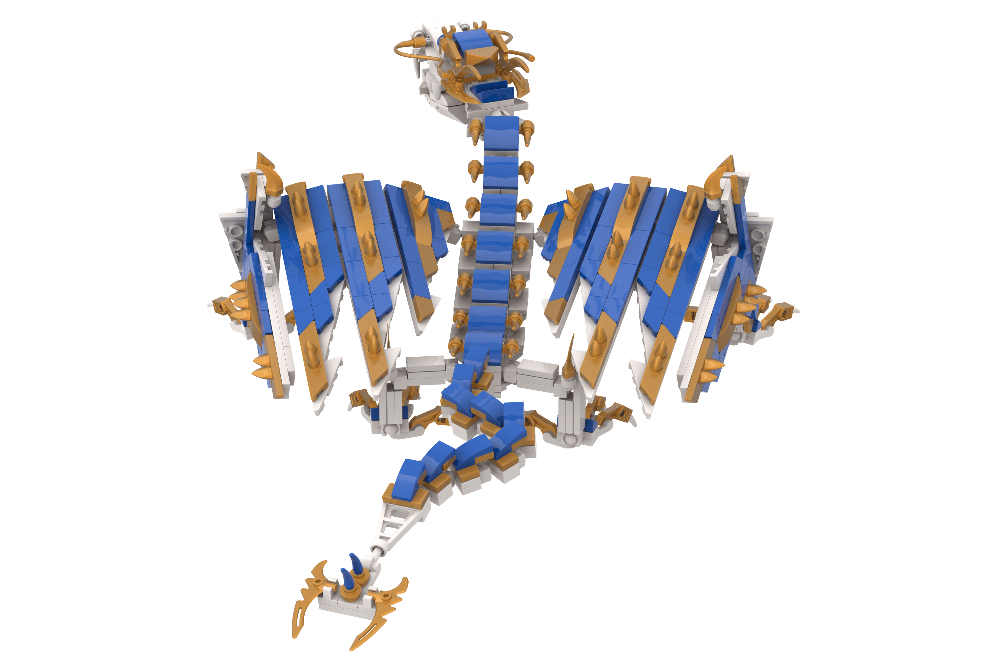 Zmago seen from above and behind, the segmented spine running from the tail up to the head